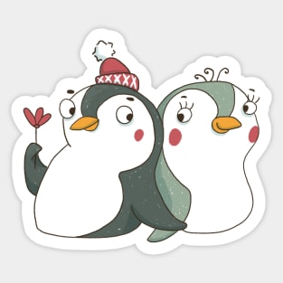 Lovely couple of penguins in love. Sticker
